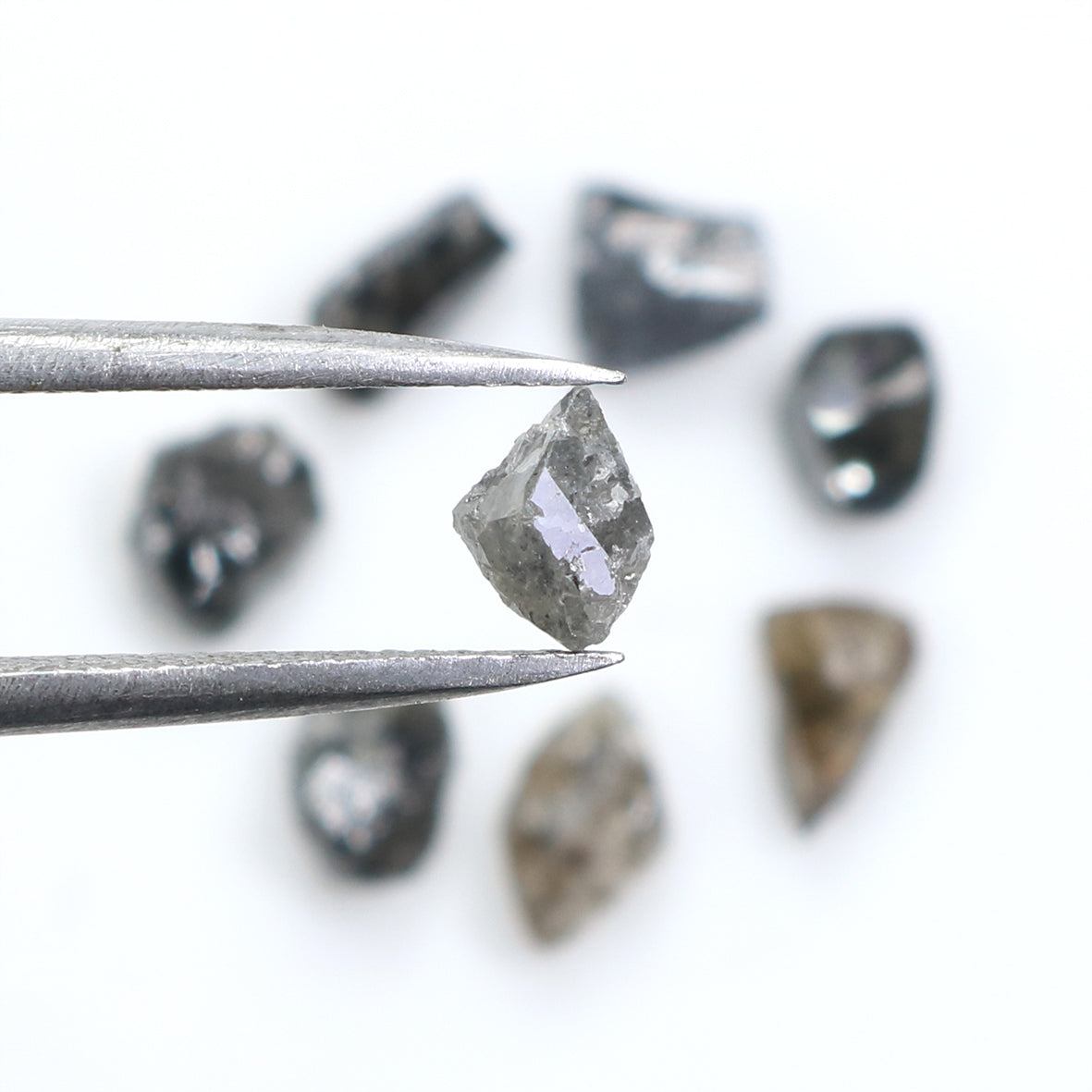 Natural Loose Rough Salt And Pepper Diamond Black Grey Color 4.54 CT 5.92 MM Rough Facet Shape Diamond L2053