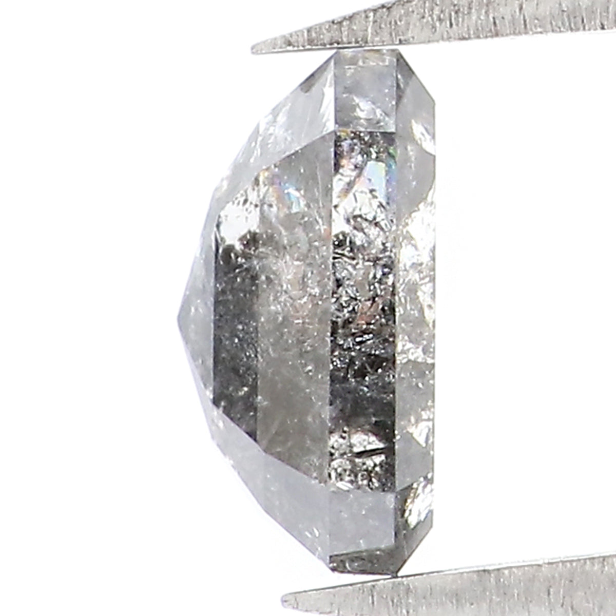 0.92 CT Natural Loose Emerald Shape Diamond Salt And Pepper Emerald Diamond 6.20 MM Black Grey Color Emerald Shape Rose Cut Diamond LQ1951