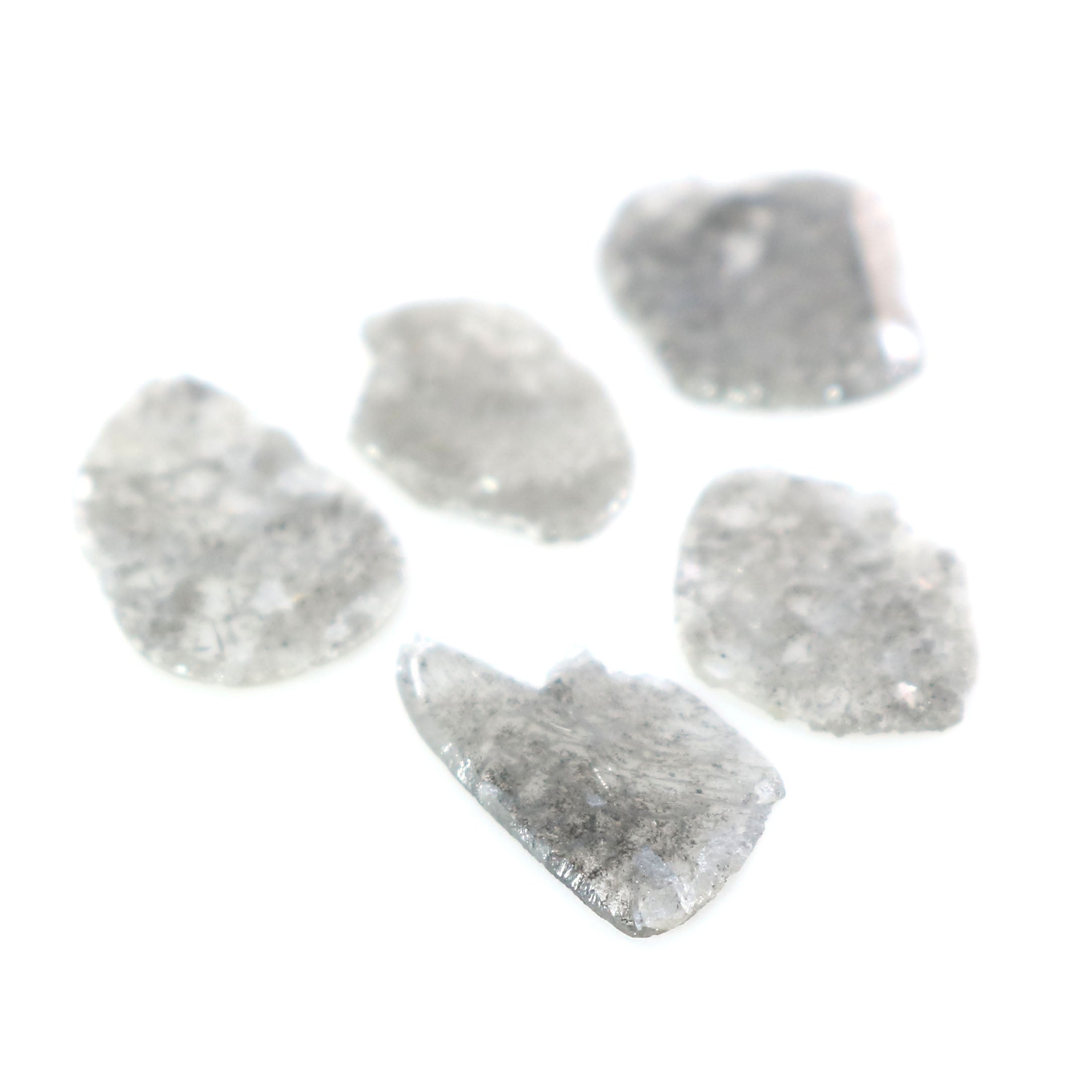 1.55 Ct Natural Loose Slice Shape Diamond Salt And Pepper Slice Cut Diamond 8.60 MM Natural Black Grey Color Irregular Cut Diamond LQ5160