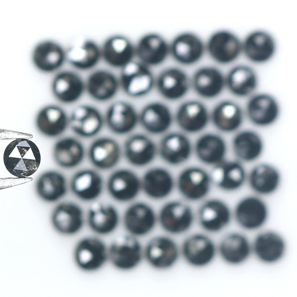 3.36 CT Natural Loose Round Rose Cut Diamond Black Color Round Shape Diamond 2.60 MM Natural Loose Black Color Round Rose Cut Diamond KQ2464