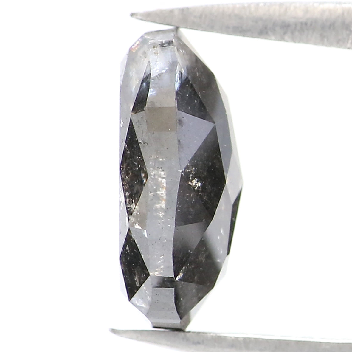 Natural Loose Oval Salt And Pepper Diamond Black Grey Color 2.22 CT 8.74 MM Oval Shape Rose Cut Diamond KDL2070