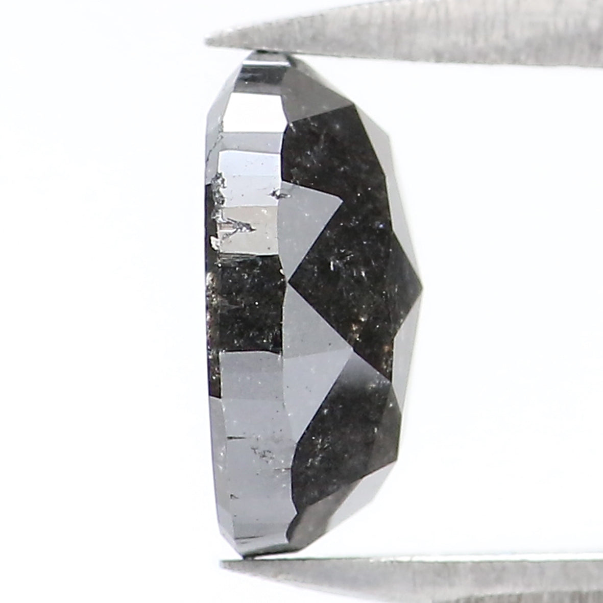 Natural Loose Oval Salt And Pepper Diamond Black Grey Color 1.08 CT 7.25 MM Oval Shape Rose Cut Diamond L1933