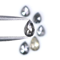 Natural Loose Pear Salt And Pepper Diamond Black Grey Color 1.66 CT 4.20 MM Pear Shape Rose Cut Diamond L790