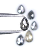 Natural Loose Pear Salt And Pepper Diamond Black Grey Color 1.66 CT 4.20 MM Pear Shape Rose Cut Diamond L790