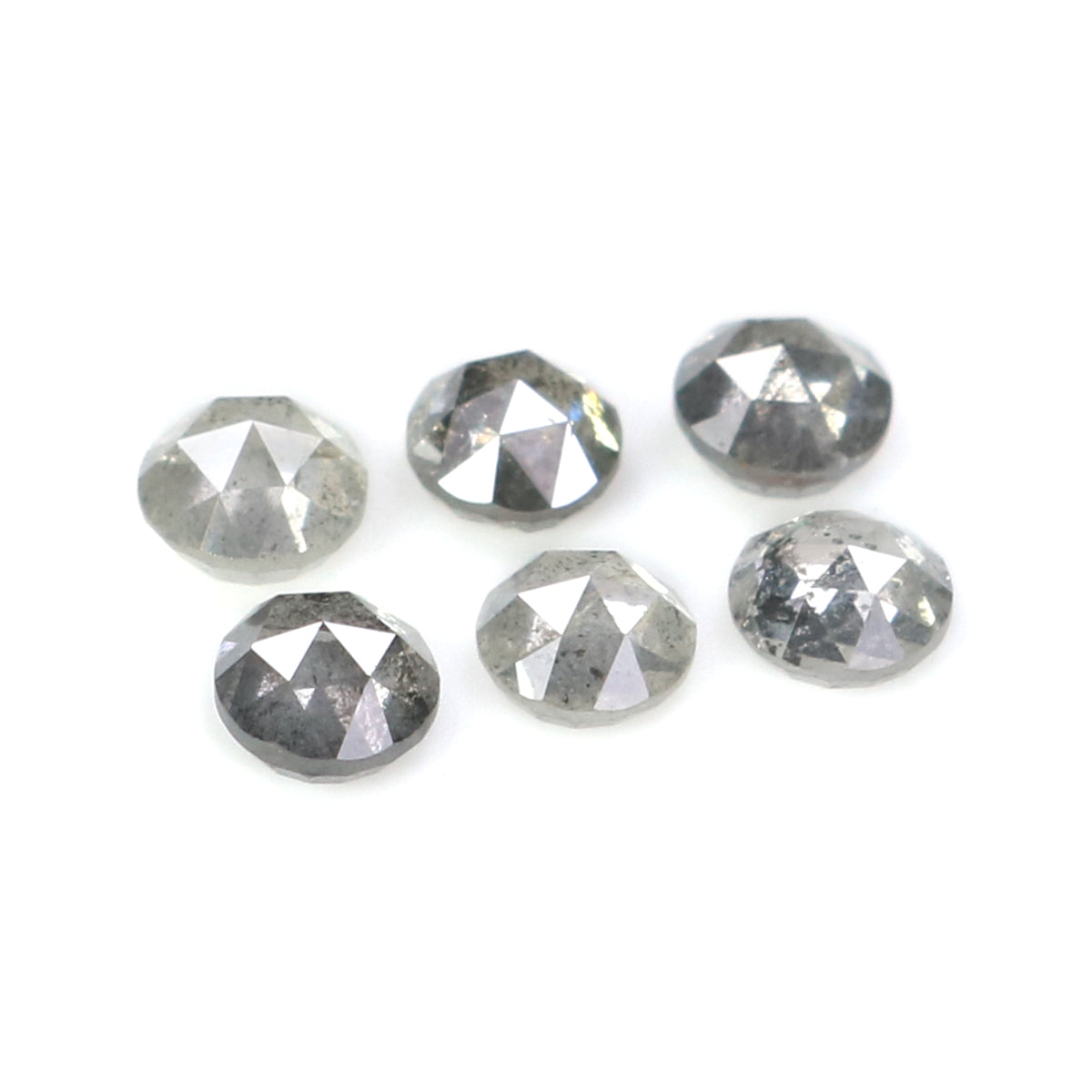 0.97 Ct Natural Loose Round Rose Cut Diamond Salt And Pepper Round Diamond 3.30 MM Natural Black Grey Color Round Rose Cut Diamond KQ2651