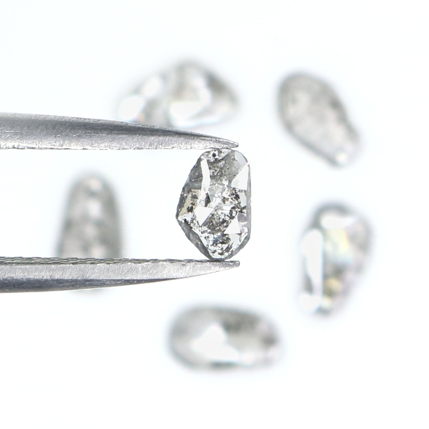 1.02 Ct Natural Loose Slice Shape Diamond Salt And Pepper Slice Diamond 5.00 MM Natural Loose Black Grey Color Irregular Cut Diamond LQ2504
