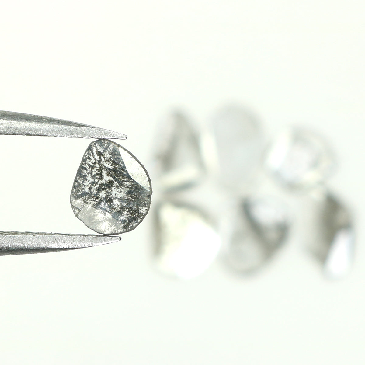 0.80 Ct Natural Loose Slice Shape Diamond Salt And Pepper Slice Cut Diamond 4.45 MM Natural Black Grey Color Irregular Cut Diamond LQ1440