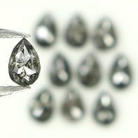 Natural Loose Pear Salt And Pepper Diamond Black Grey Color 1.08 CT 3.45 MM Pear Shape Rose Cut Diamond KDL1282