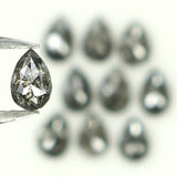Natural Loose Pear Salt And Pepper Diamond Black Grey Color 1.08 CT 3.45 MM Pear Shape Rose Cut Diamond KDL1282