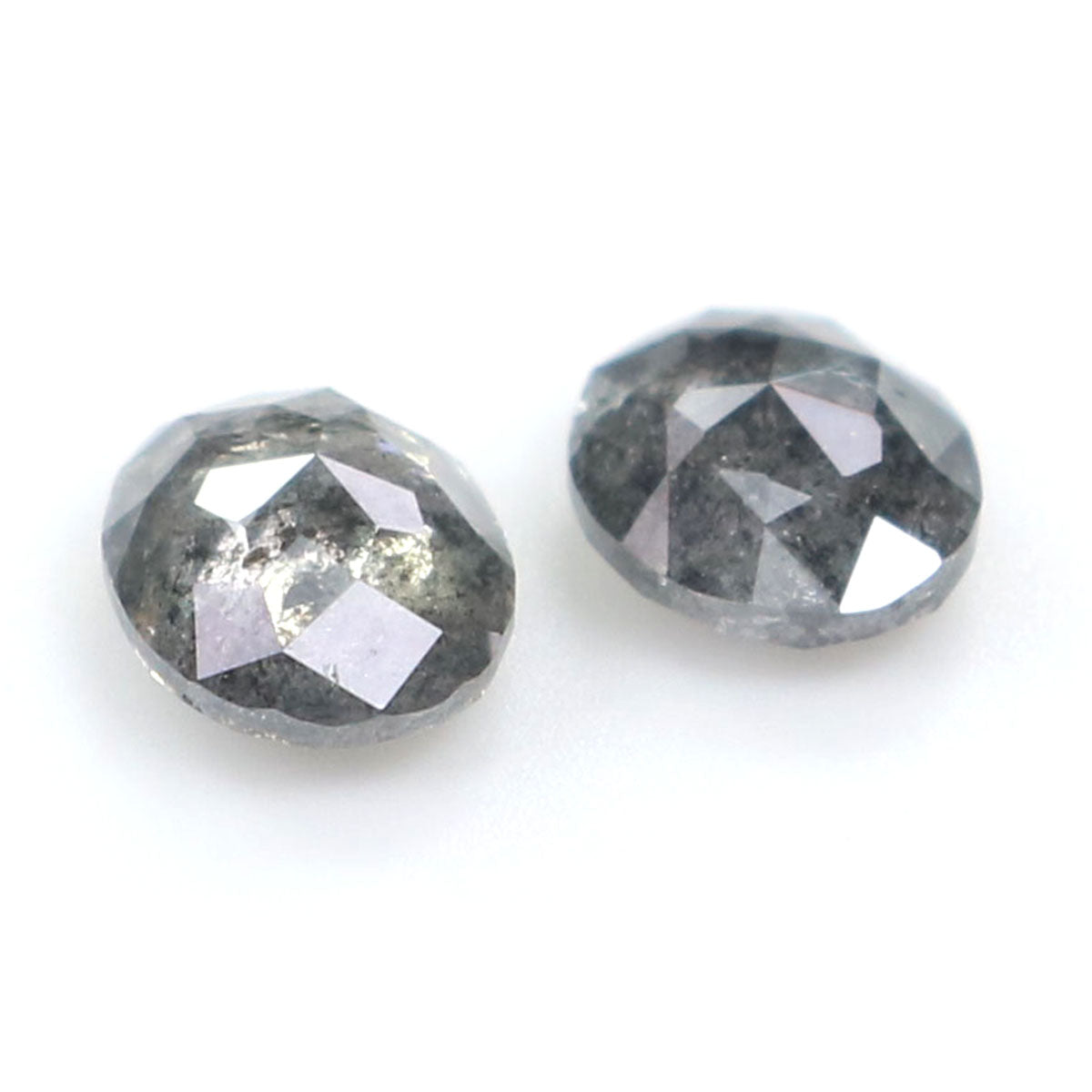 0.67 CT Natural Loose Oval Cut Pair Diamond Black Grey Color Oval Shape Diamond 4.80 MM Natural Salt And Pepper Oval Rose Cut Diamond QL2528