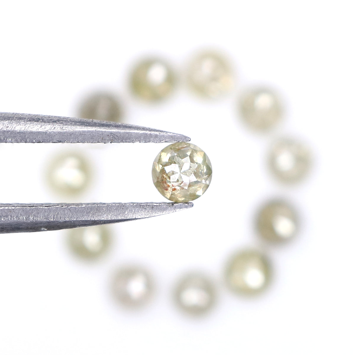 1.65 CT Natural Loose Round Rose Cut Diamond Grey Color Round Shape Diamond 3.05 MM Natural Loose Green Color Round Rose Cut Diamond KQ950