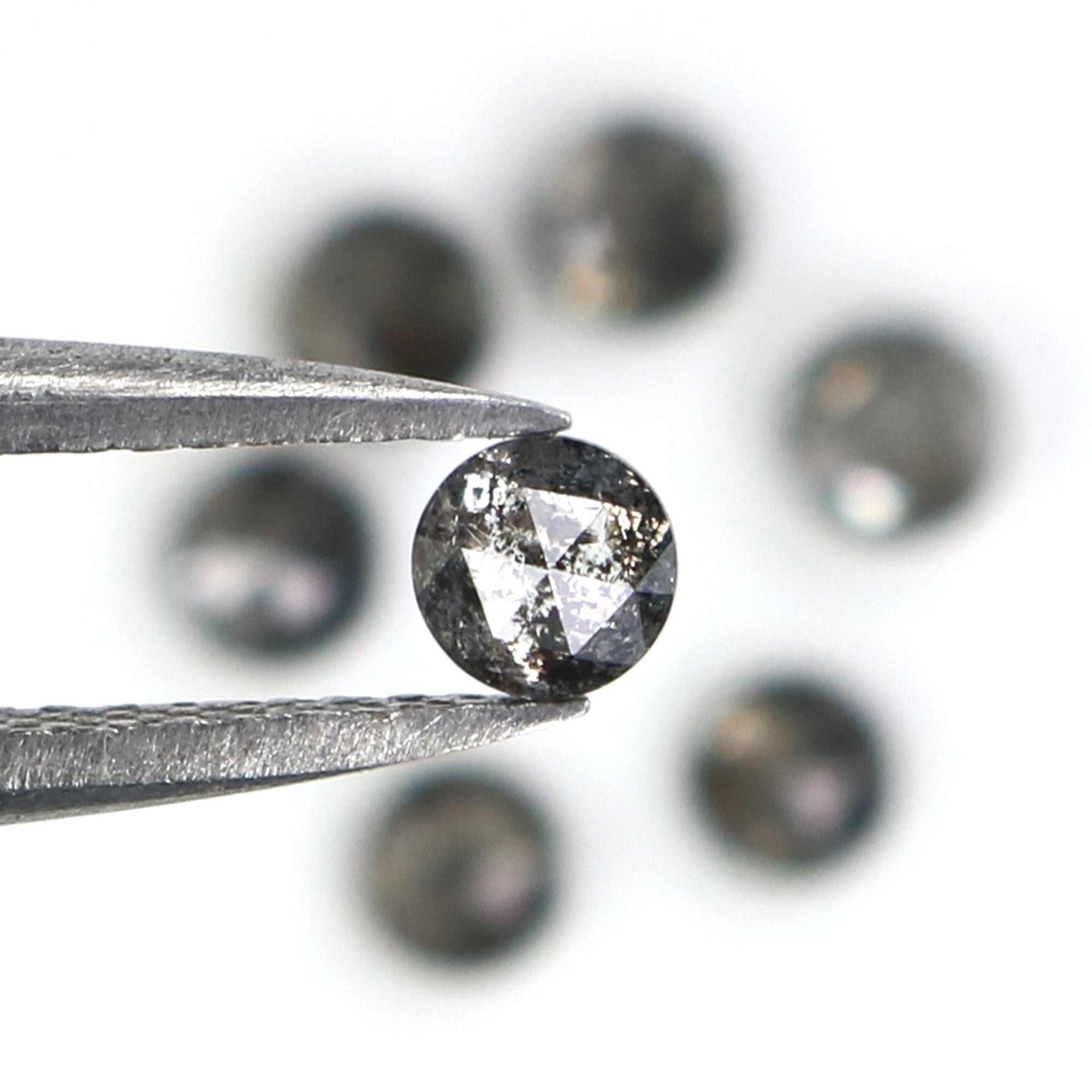 1.10 Ct Natural Loose Round Rose Cut Diamond Salt And Pepper Round Shape Diamond 3.30 MM Natural Black Grey Round Rose Cut Diamond LQ2782