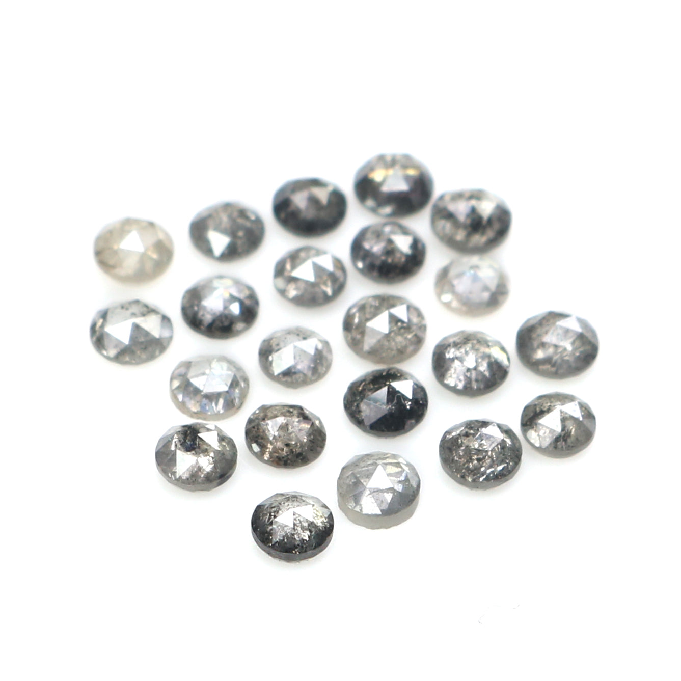 1.34 Ct Natural Loose Round Rose Cut Diamond Salt And Pepper Round Shape Diamond 2.10 MM Natural Black Grey Round Rose Cut Diamond LQ2771