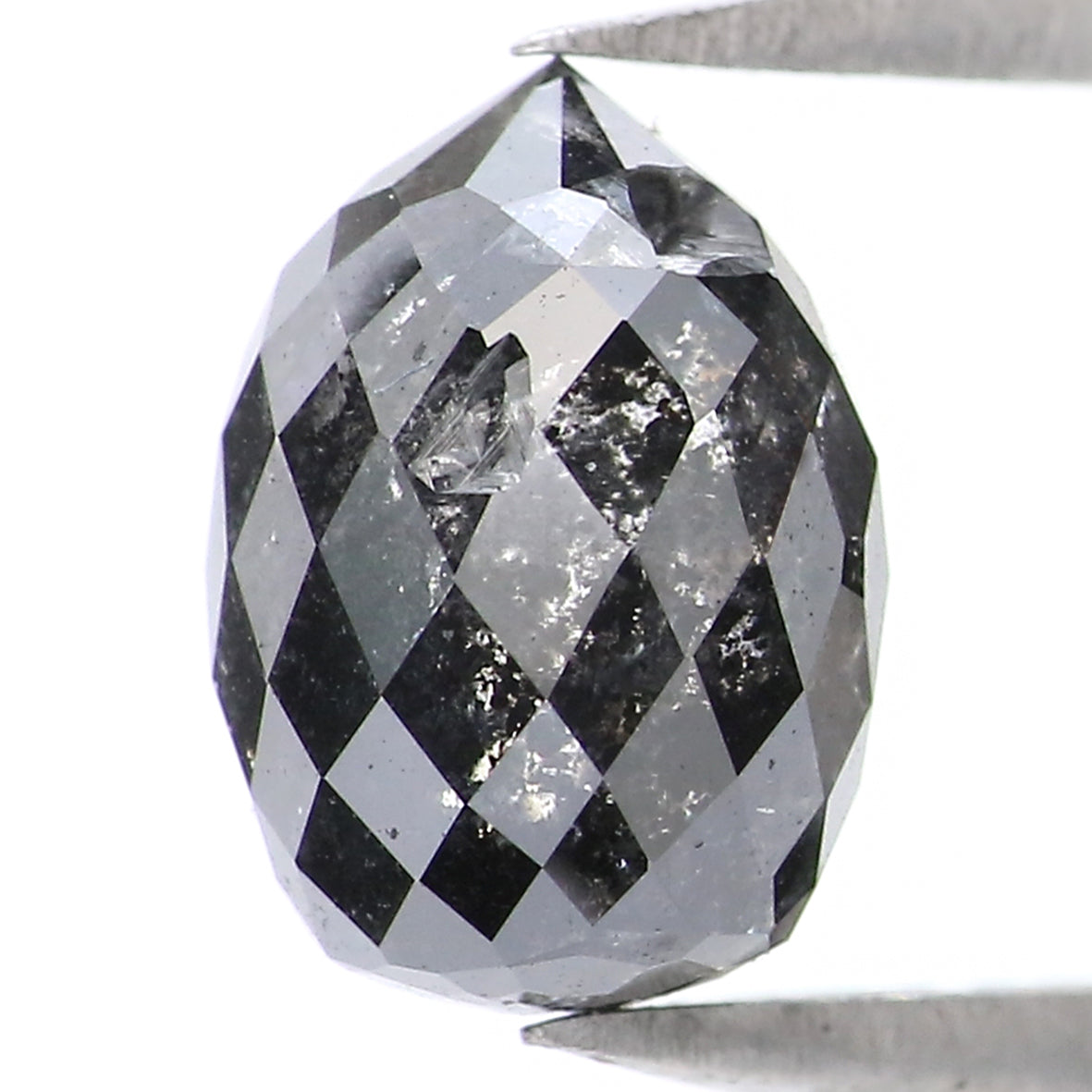 2.16 CT Natural Loose Briolette Cut Diamond Salt And Pepper Drop Diamond 8.10 MM Natural Loose Black Grey Color Drop Rose Cut Diamond LQ2049