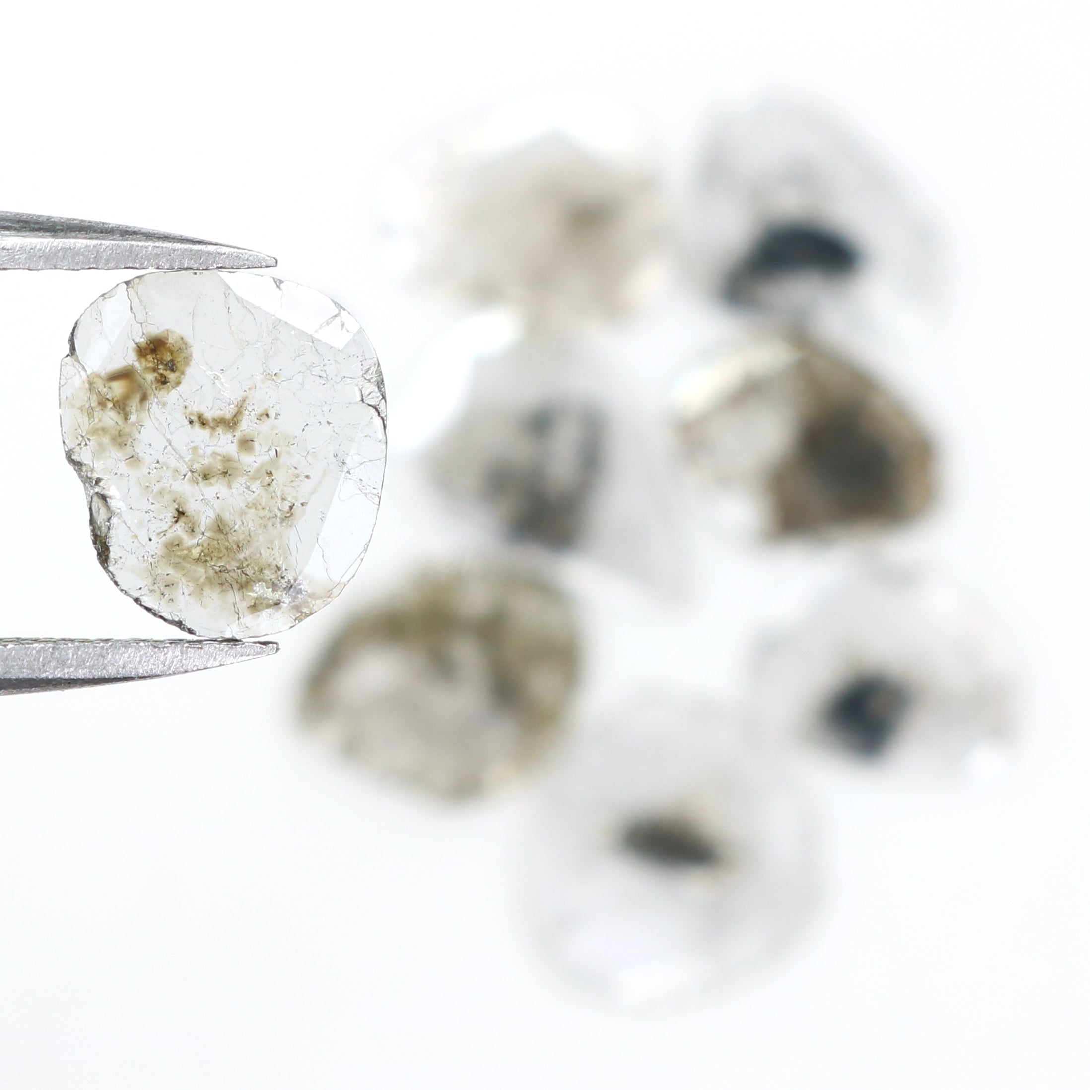 2.26 Ct Natural Loose Slice Shape Diamond Salt And Pepper Slice Cut Diamond 7.20 MM Natural Black Grey Diamond Irregular Cut Diamond LQ1715