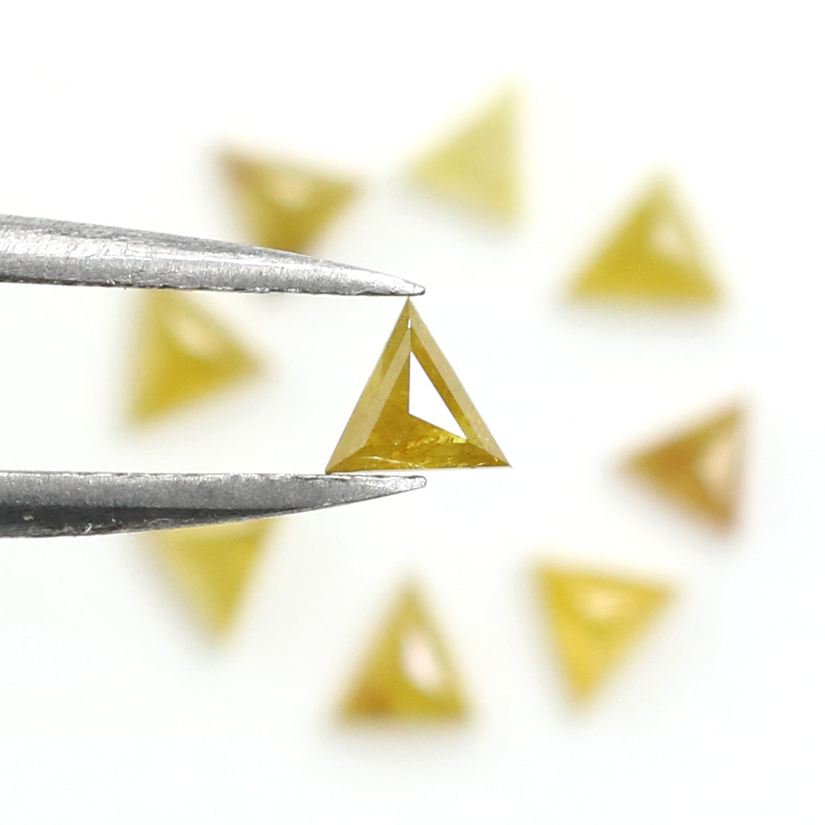 1.28 CT Natural Loose Triangle Shape Diamond Yellow Color Triangle Diamond 3.40 MM Natural Yellow Diamond Triangle Rose Cut Diamond QL2052