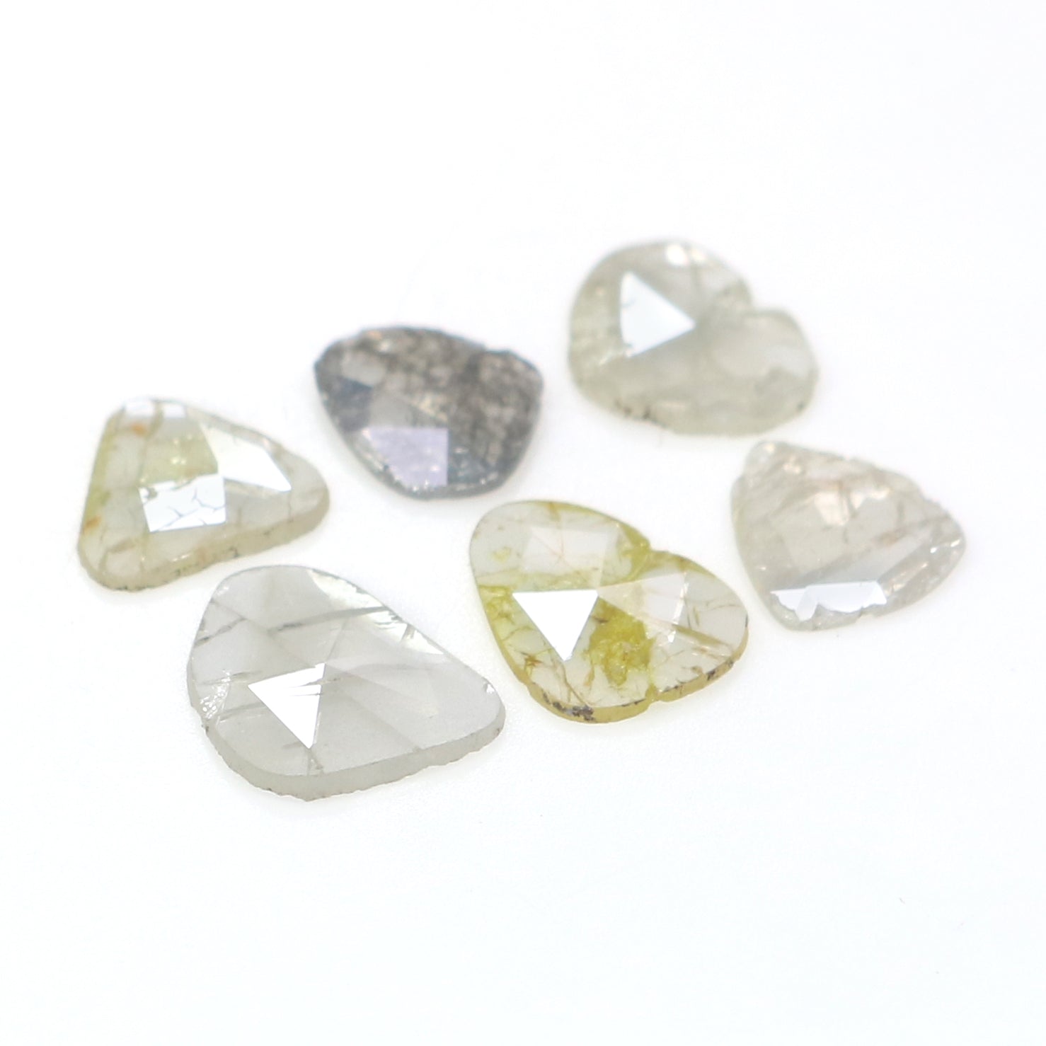 1.29 CT Natural Loose Slice Shape Diamond Yellow Color Slice Diamond 6.65 MM Natural Loose Grey Diamond Slice Irregular Cut Diamond LQ2621