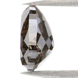 Natural Loose Pear Salt And Pepper Diamond Black Brown Color 1.92 CT 8.30 MM Pear Shape Rose Cut Diamond L8180