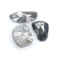 Natural Loose Slice Salt And Pepper Diamond Black Grey Color 0.91 CT 6.15 MM Slice Shape Rose Cut Diamond L2514