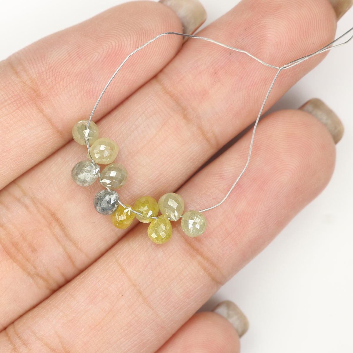 4.11 Ct Natural Loose Briolette Cut Diamond Yellow Color Drop Diamond 4.20 MM Natural Loose Grey Color Diamond Briolette Cut Diamond LQ1675