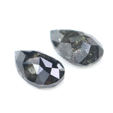 Natural Loose Pear Salt And Pepper Diamond Black Grey Color 0.67 CT 5.57 MM Pear Shape Rose Cut Diamond L2455