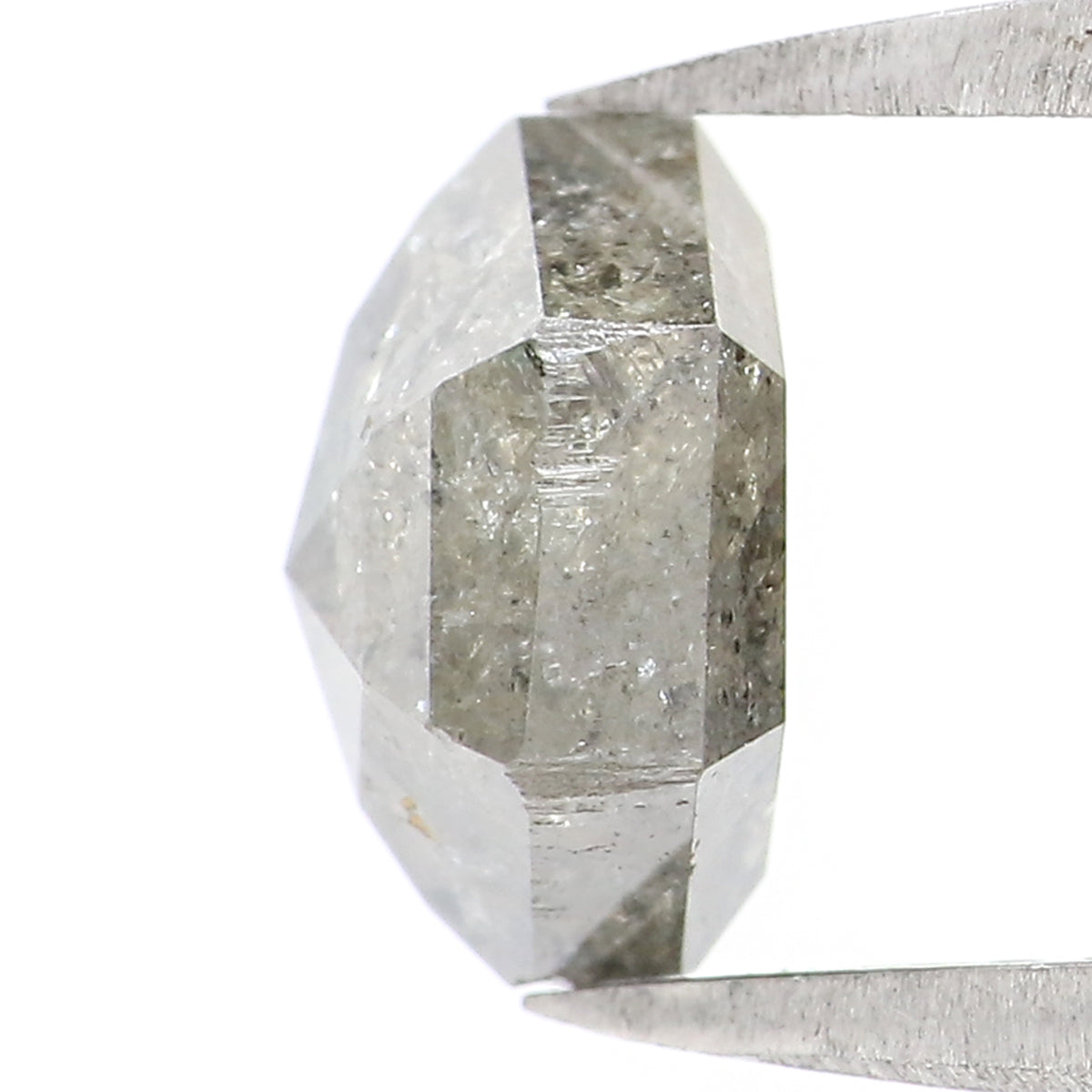 2.50 CT Natural Loose Hexagon Shape Diamond Salt And Pepper Hexagon Cut Diamond 7.40 MM Natural Black Grey Hexagon Rose Cut Diamond KQ1754