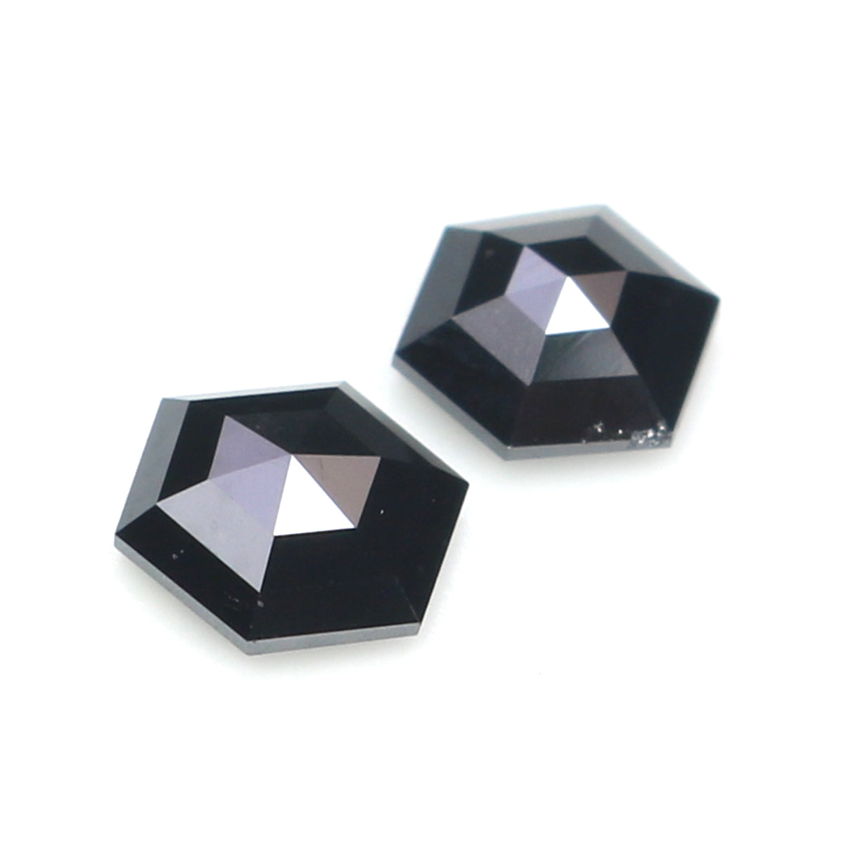 0.58 CT Natural Loose Hexagon Cut Pair Diamond Black Hexagon Cut Diamond 5.05 MM Natural Loose Black Color Hexagon Rose Cut Diamond QK2629