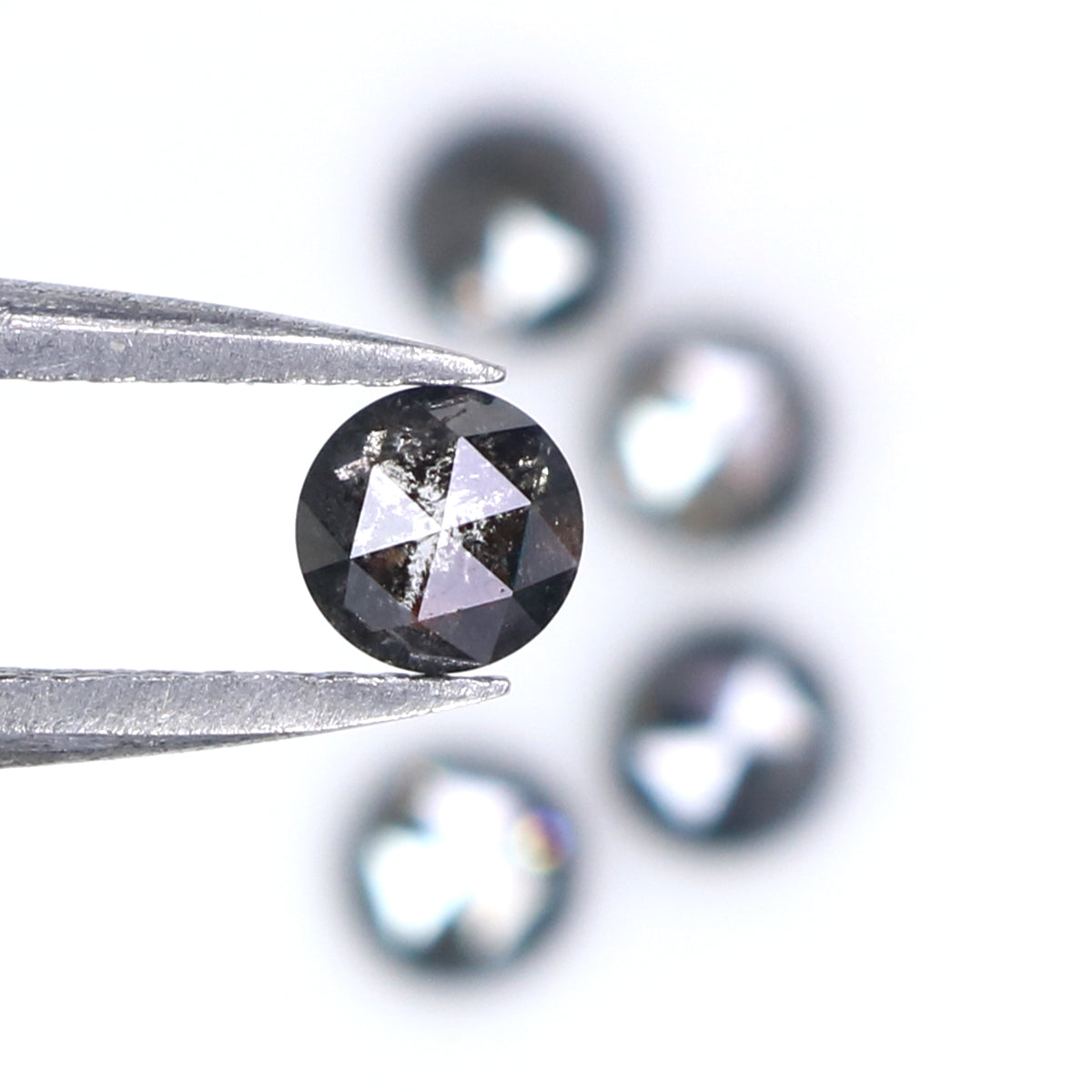 Natural Loose Rose Cut Salt And Pepper Diamond Black Grey Color 1.17 CT 3.70 MM Round Rose Cut Shape Diamond KDL7491