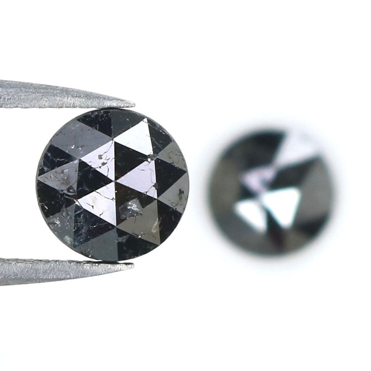 3.00 CT Natural Loose Round Rose Cut Pair Diamond Black Color Round Shape Diamond 7.30 MM Natural Black Color Round Rose Cut Diamond KQ2435