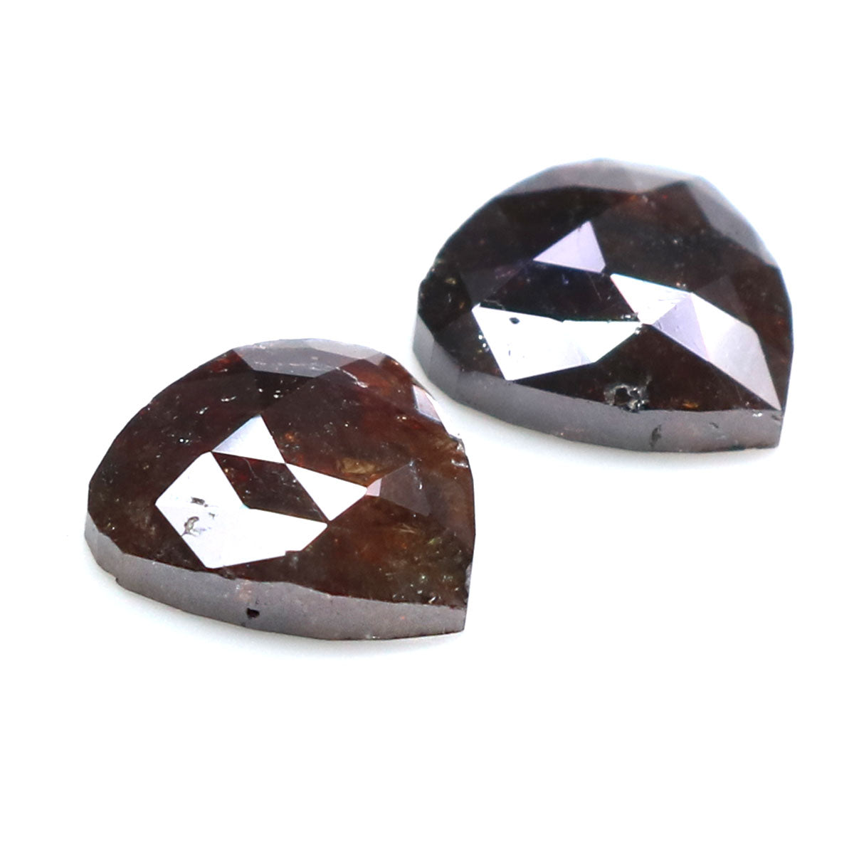 Natural Loose Pair Heart Brown Color Diamond 2.58 CT 7.80 MM Heart Shape Rose Cut Diamond KDL6880