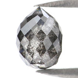 Natural Loose Drop Salt And Pepper Diamond Black Grey Color 1.59 CT 6.80 MM Drop Shape Rose Cut Diamond L5680