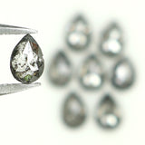 Natural Loose Pear Salt And Pepper Diamond Black Grey Color 1.11 CT 3.75 MM Pear Shape Rose Cut Diamond KDL1281