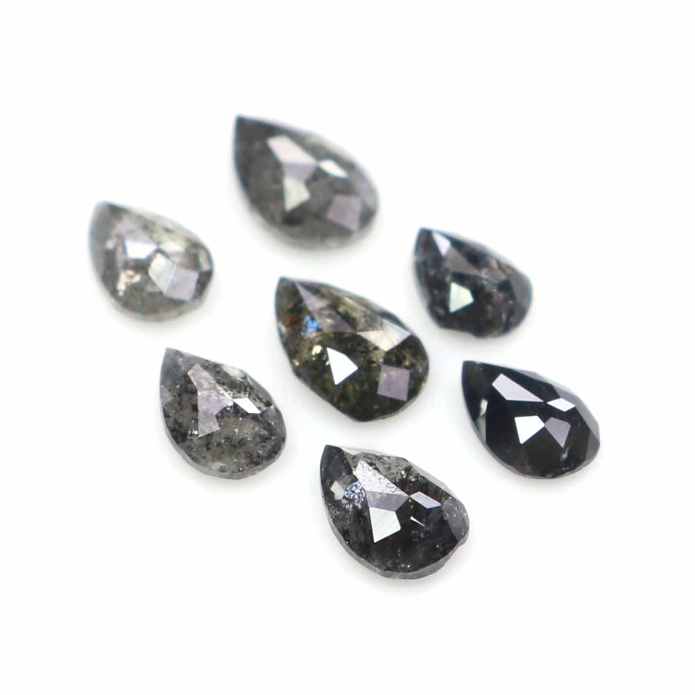 0.64 CT Natural Loose Pear Shape Diamond Salt And Pepper Pear Diamond 4.05 MM Natural Loose Black Grey Color Pear Rose Cut Diamond LQ2762