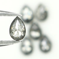 Natural Loose Pear Salt And Pepper Diamond Black Grey Color 1.01 CT 4.10 MM Pear Shape Rose Cut Diamond KDL1275