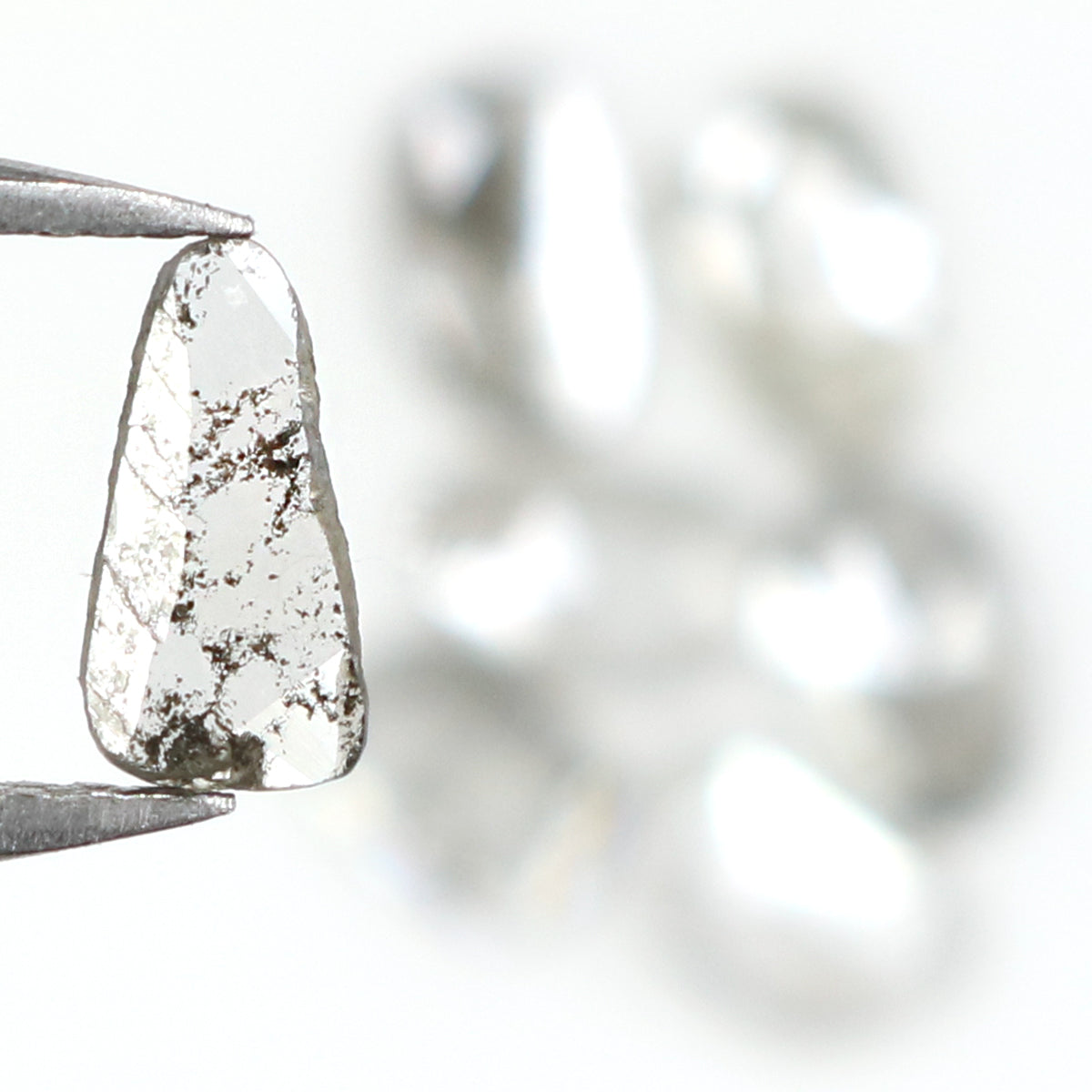 0.93 Ct Natural Loose Slice Shape Diamond Salt And Pepper Slice Cut Diamond 4.75 MM Natural Black Grey Diamond Irregular Cut Diamond LQ1500