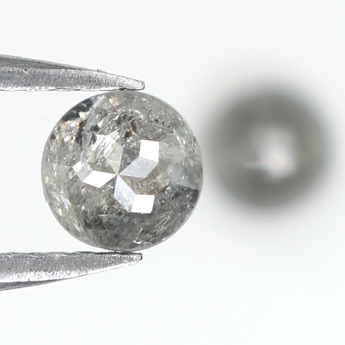 0.98 CT Natural Loose Round Rose Cut Pair Diamond Salt And Pepper Round Shape Diamond 4.55 MM Natural Black Grey Color Round Diamond QK2442