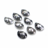 Natural Loose Pear Salt And Pepper Diamond Black Grey Color 0.93 CT 3.50 MM Pear Shape Rose Cut Diamond L1295