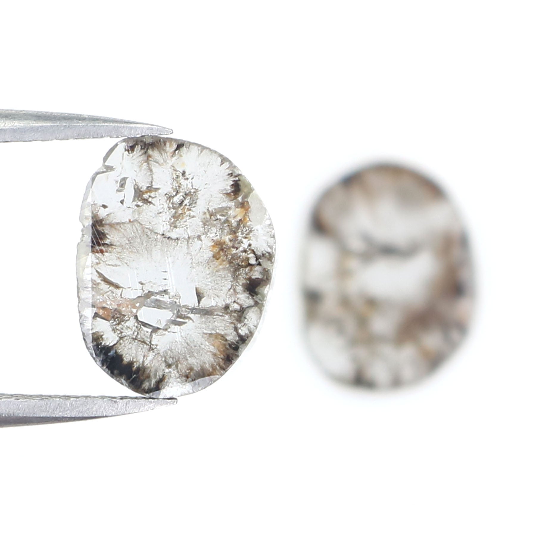 1.76 Ct Natural Loose Slice Shape Diamond Slice Salt And Pepper Diamond 10.60 MM Slice Natural Loose Diamond Slice Black Grey Diamond KQ2560
