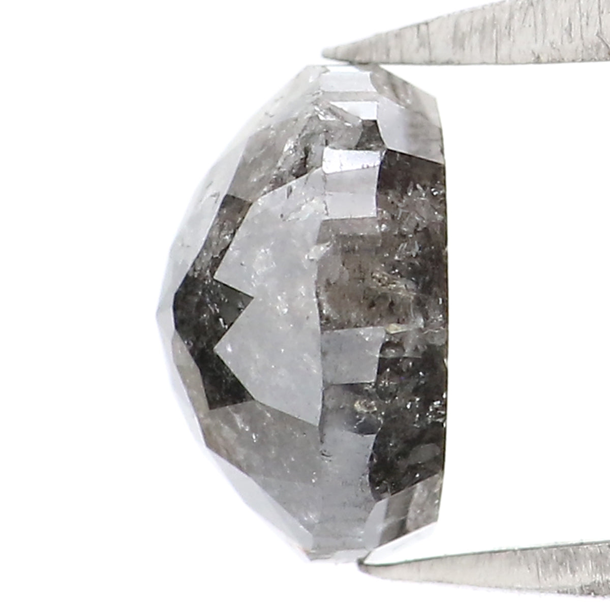 1.77 Ct Natural Loose Round Rose Cut Diamond Salt And Pepper Round Shape Diamond 6.95 MM Natural Black Grey Round Rose Cut Diamond LQ9888