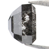 Natural Loose Emerald Salt And Pepper Diamond Black Grey Color 0.83 CT 5.20 MM Emerald Shape Rose Cut Diamond L7414