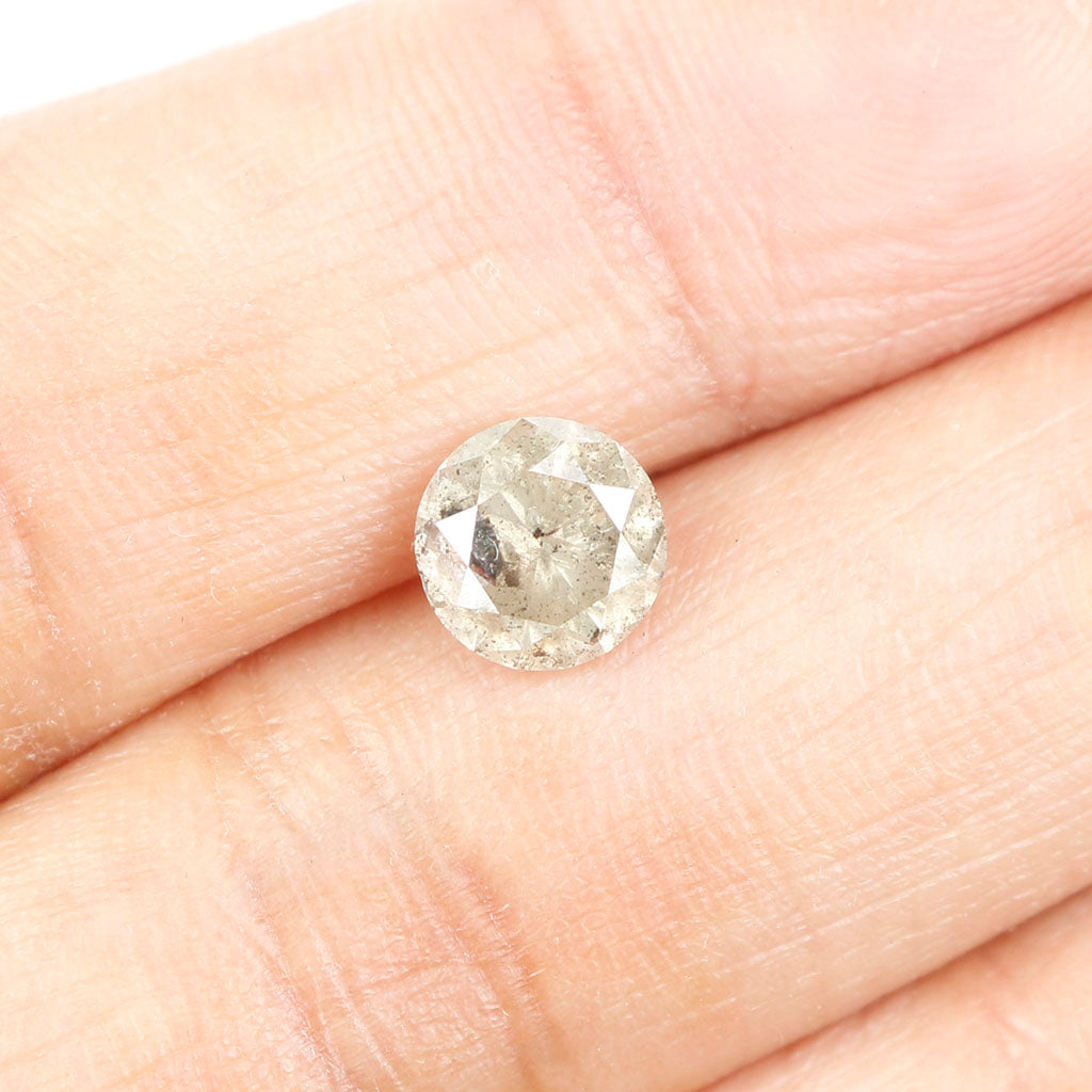 1.07 CT Natural Loose Round Shape Diamond Salt And Pepper Round Diamond 6.35 MM Natural Black Grey Color Round Brilliant Cut Diamond LQ9470