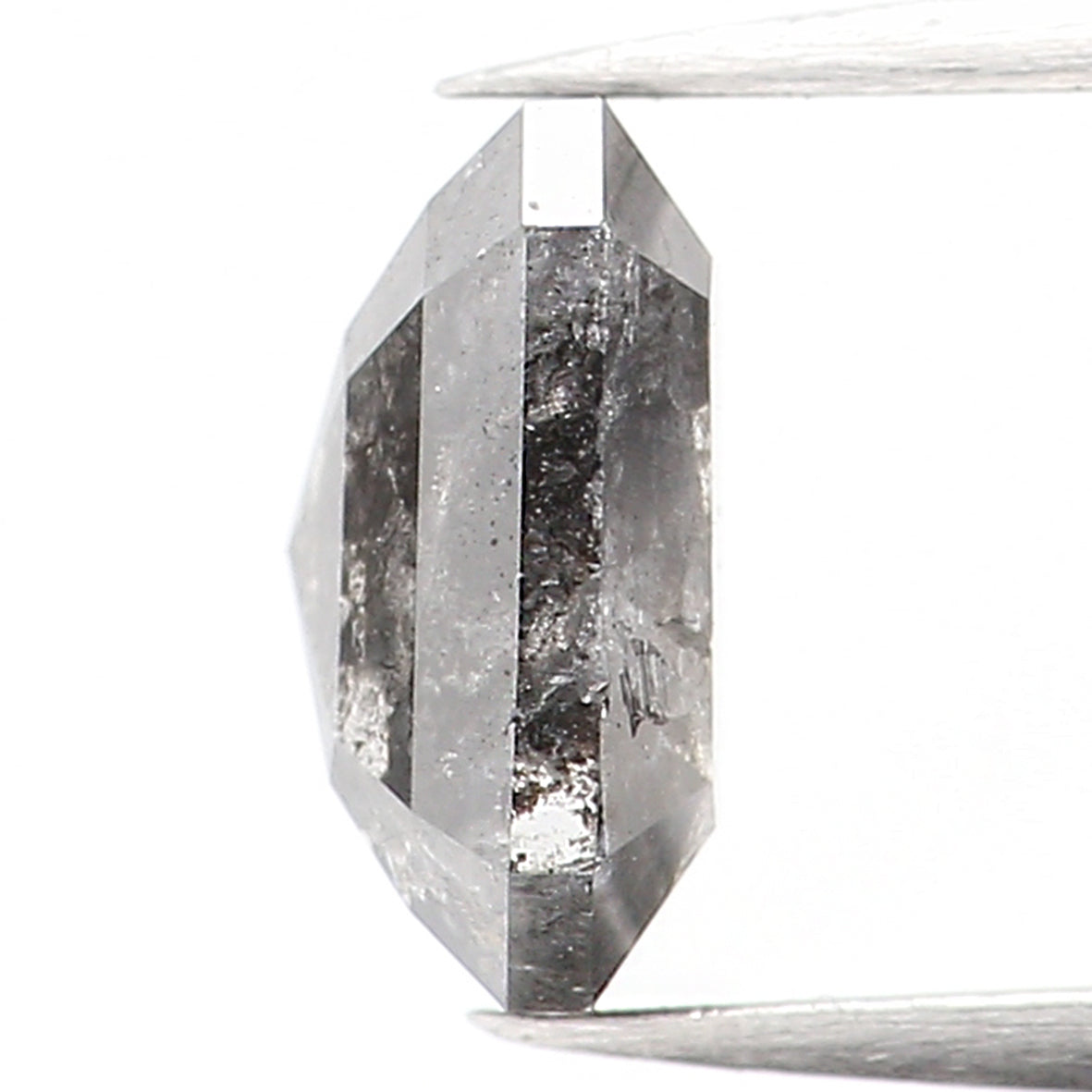 1.10 CT Natural Loose Emerald Shape Diamond Salt And Pepper Emerald Shape Diamond 6.50 MM Black Grey Color Emerald Rose Cut Diamond QL974