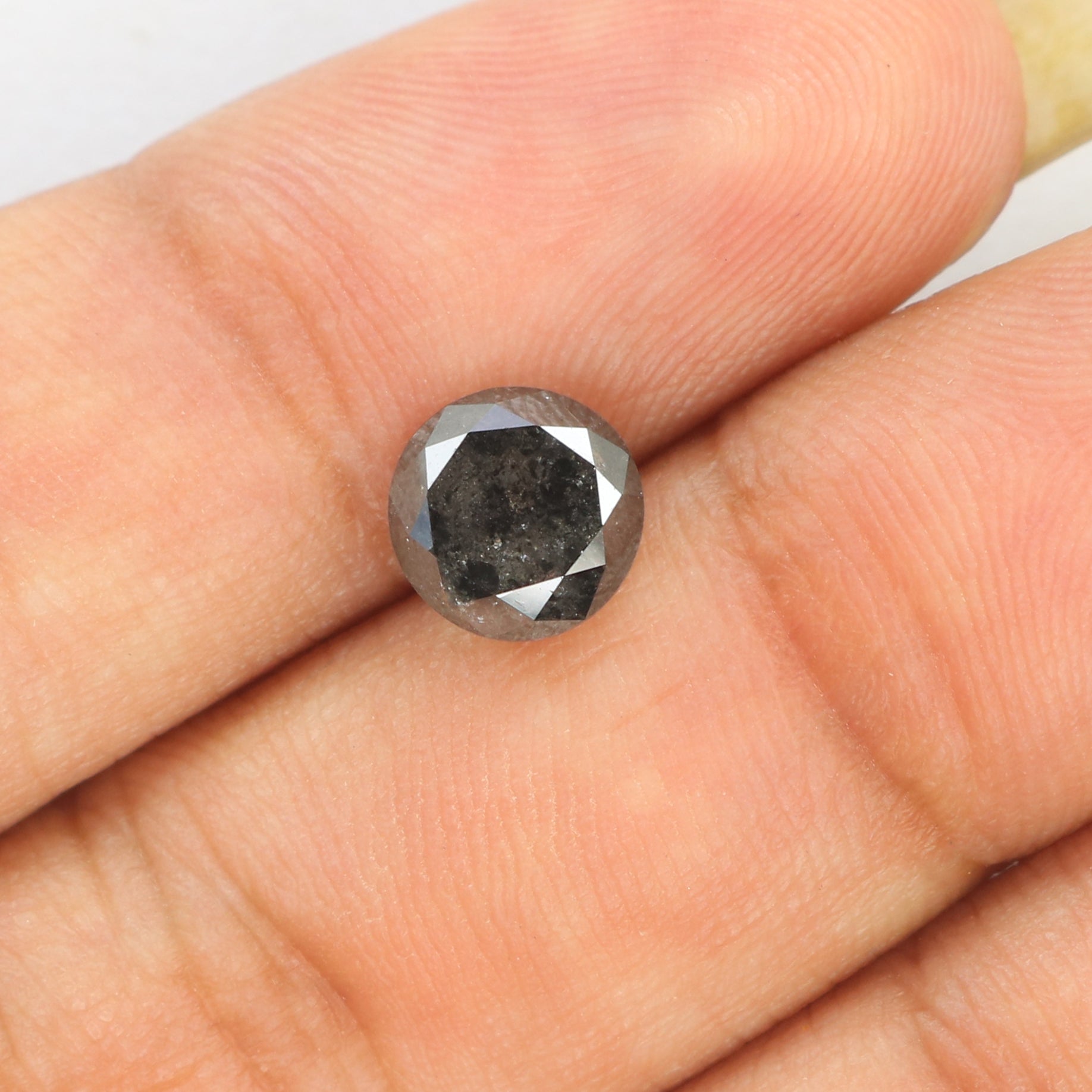 1.47 CT Natural Loose Round Shape Diamond Black Grey Color Round Cut Diamond 6.80 MM Salt And Pepper Round Brilliant Cut Diamond QL8450