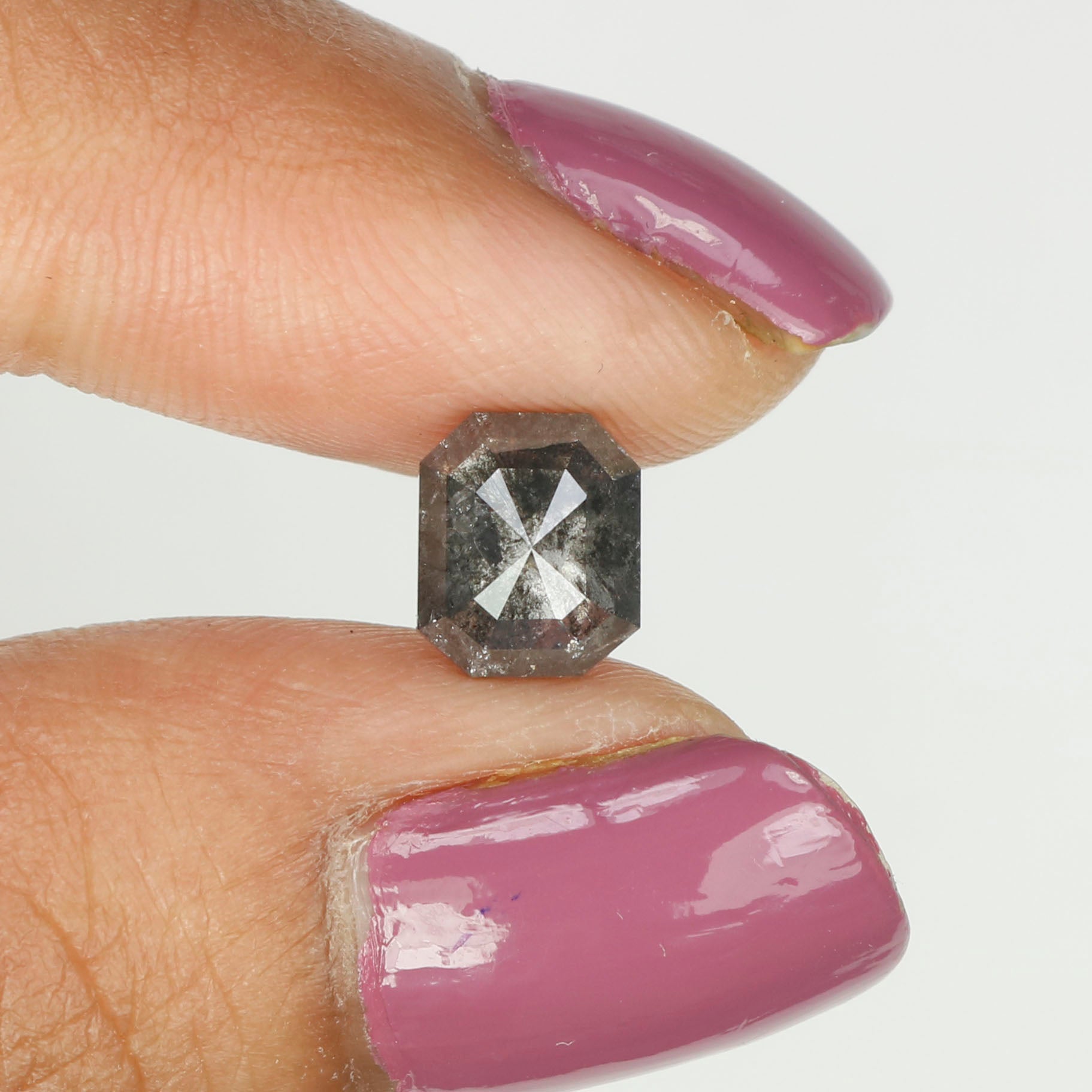 1.70 CT Natural Loose Emerald Cut Diamond Salt And Pepper Emerald Diamond 7.20 MM Natural Loose Black Grey Color Emerald Cut Diamond QL187