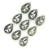 Natural Loose Pear Salt And Pepper Diamond Black Grey Color 1.13 CT 3.60 MM Pear Shape Rose Cut Diamond KDL1284
