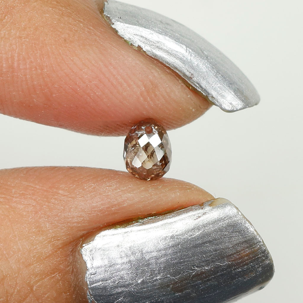 0.67 Ct Natural Loose Briolette Shape Diamond Brown Color Drop Diamond 5.05 MM Natural Loose Brown Color Briolette Rose Cut Diamond LQ9832
