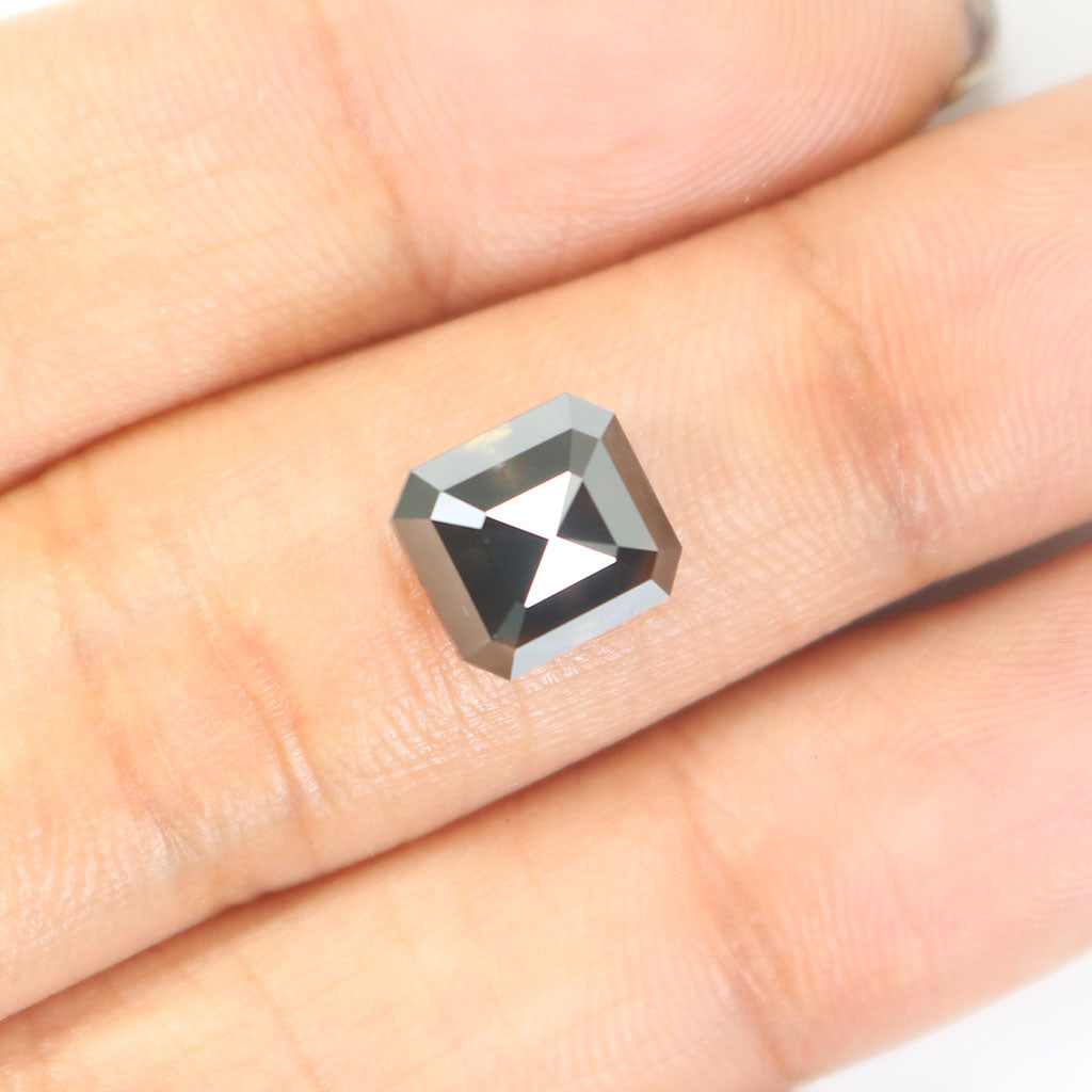 3.05 CT Natural Loose Emerald Shape Diamond Black Color Emerald Cut Diamond 7.90 MM Natural Loose Diamond Emerald Rose Cut Diamond QL9503