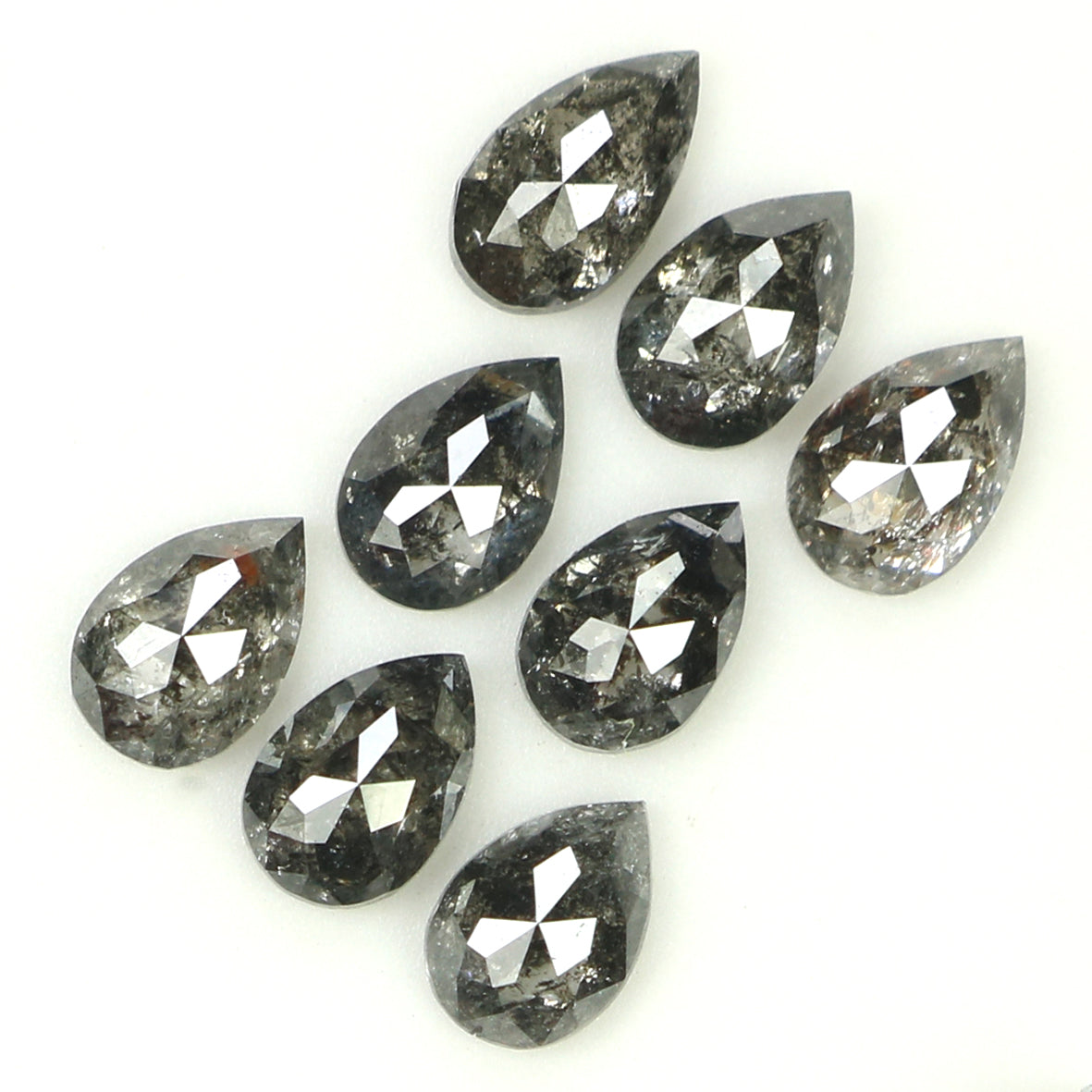 Natural Loose Pear Salt And Pepper Diamond Black Grey Color 1.05 CT 3.80 MM Pear Shape Rose Cut Diamond KDK2404