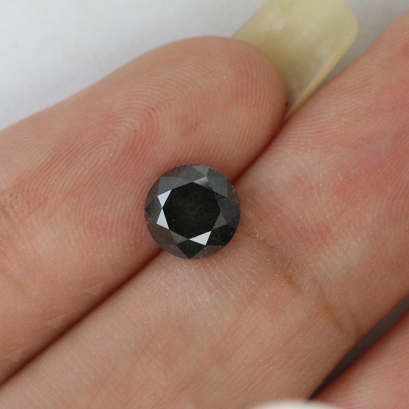 1.25 CT Natural Loose Round Shape Diamond Black Grey Color Round Cut Diamond 6.40 MM Salt And Pepper Round Brilliant Cut Diamond QL8301