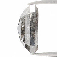 Natural Loose Emerald Salt And Pepper Diamond Black Grey Color 0.96 CT 6.25 MM Emerald Shape Rose Cut Diamond KDL1205